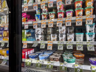 Seattle, WA USA - circa June 2022: Close up view of ice cream products for sale inside a Sprouts Market