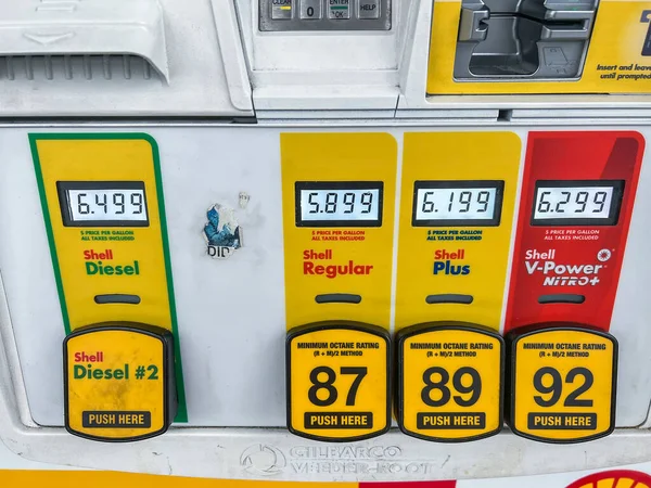 Seattle Usa Circa June 2022 Close View Gas Price Inflation — Stock Fotó