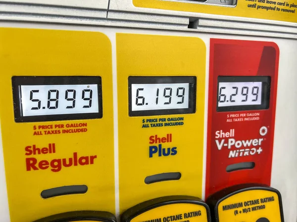 Seattle Usa Circa June 2022 Close View Gas Price Inflation — Stock Fotó