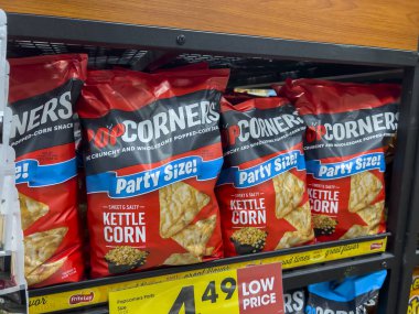 Everett, WA USA - circa June 2022: Close up view of Pop Corners chips for sale inside a Fred Meyer grocery store.