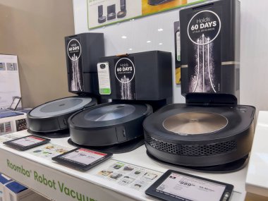 Seattle, WA USA - circa August 2022: Angled, selective focus on iRobot products for sale inside a Best Buy electronics store