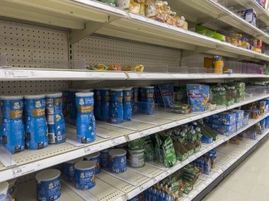 Seattle, WA USA - circa August 2022: Angled, selective focus on baby food for sale inside a Target retail store