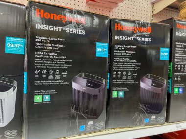 Seattle, WA USA - circa August 2022: Close up view of Honeywell air purifiers for sale inside a Target retail store