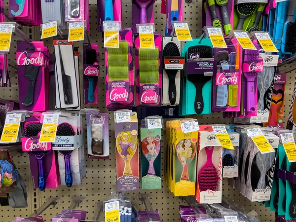Seattle, WA USA - circa August 2022: Close up view of hair care products and accessories for sale inside a Safeway grocery store.