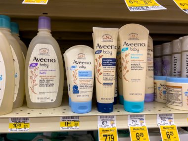 Seattle, WA USA - circa August 2022: Close up, selective focus on baby products for sale inside a Safeway grocery store.