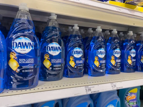 Lynnwood, WA USA - circa August 2022: Close up, selective focus on Dawn dish soap for sale inside a Target retail store