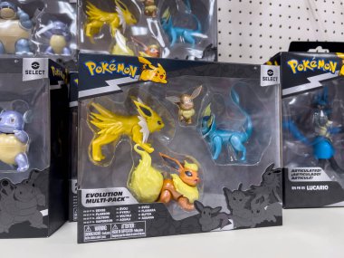 Lynnwood, WA USA - circa August 2022: Close up view of Pokemon toys for sale inside a Target retail store.