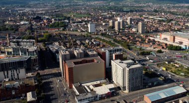 Ulster Üniversitesi öğrencisi Roost Belfast 'ın hava görüntüsü Kuzey İrlanda 10-10-21