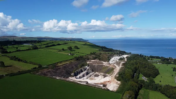 Aerial Drone Photo Glenarm Limestone Quarry County Antrim Northern Ireland — Stock Photo, Image