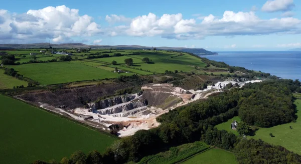 Aerial Drone Photo Glenarm Limestone Quarry County Antrim Northern Ireland — Stock Photo, Image