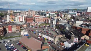 Aerial video of Belfast City Cityscape Northern Ireland 1