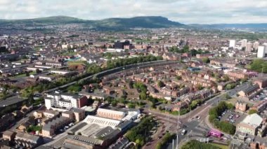 Aerial video of Belfast City Cityscape Northern Ireland 2