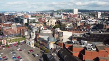 Aerial video of Belfast City Cityscape Northern Ireland