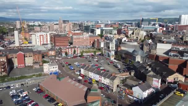 Aerial Video Belfast City Cityscape Northern Ireland — Vídeos de Stock