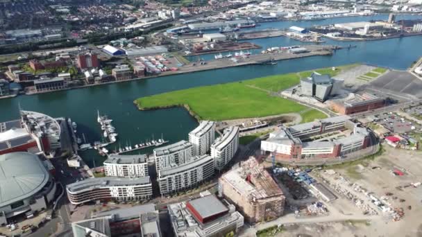 Aerial Video Titanic Quarter Belfast Northern Ireland — Stockvideo