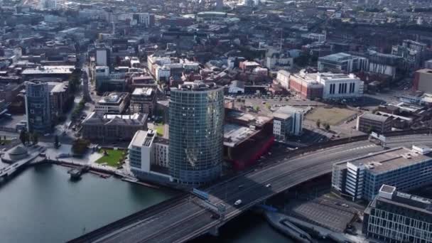 Vista Aérea Obel Tower Dream Apartments Belfast Irlanda Norte — Vídeo de Stock