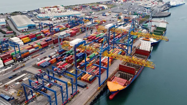 Jork Ruler Ruby Descargando Contenedores Crane Trabajando Container Terminals Belfast — Foto de Stock