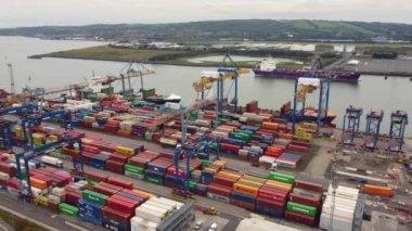 Container Crane working at Container Terminals Belfast Dockyard Northern Ireland