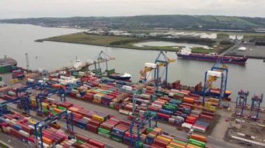 Container Crane working at Container Terminals Belfast Dockyard Northern Ireland