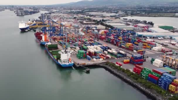 Container Crane Working Container Terminals Belfast Dockyard Northern Ireland — Stock video
