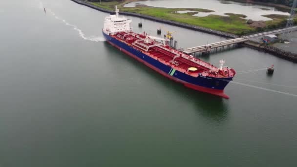 Hafnia Soya Unloading Oil Belfast Harbour Northern Ireland — Stock Video