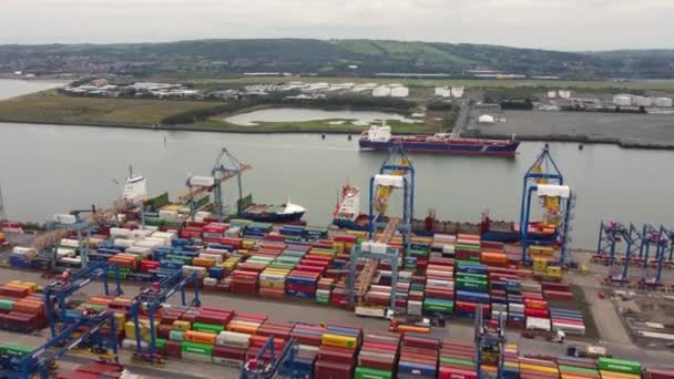 Jork Ruler Ruby Descargando Contenedores Crane Trabajando Container Terminals Belfast — Vídeos de Stock