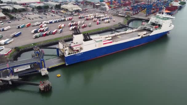 Stena Foreteller Ferry Belfast Harbour Βόρεια Ιρλανδία — Αρχείο Βίντεο