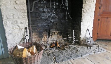An open fire used for burning Turf and Pete for cooking in an old Irish Cottage  clipart