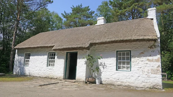 Old Irish Traditional Whitewashed Cottage Thatched Roof Farm Ireland — Stock Photo, Image