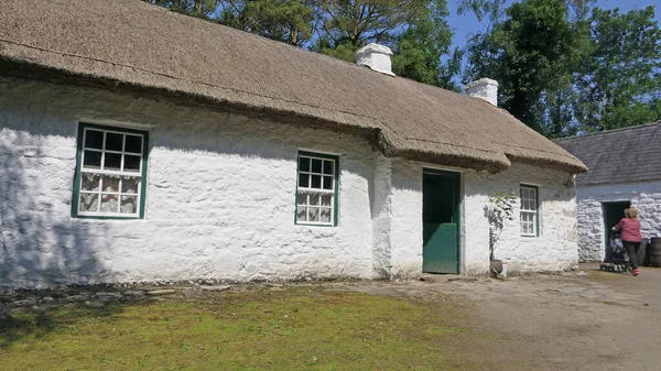 Old Irish Traditional Whitewashed Cottage Thatched Roof Farm Ireland — Stock Photo, Image