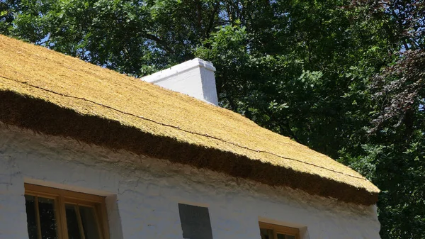 Old Irish Traditional Whitewashed Cottage Thatched Roof Farm Ireland — Stock Photo, Image