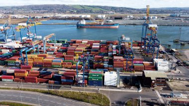 Belfast Limanı Vinçler Şehri Ortak Antrim Kuzey İrlanda 03-03-22