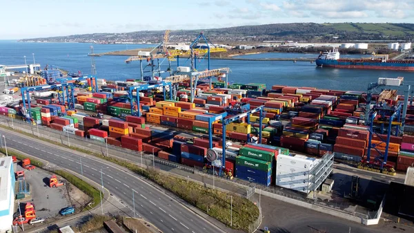 Belfast Docks Harbour Cranes City Antrim Northern Ireland — Stock Photo, Image