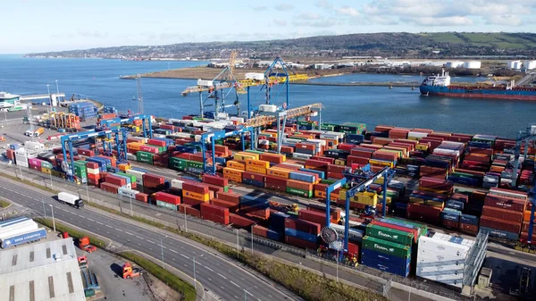 Belfast Docks Harbour Cranes City Antrim Northern Ireland — Stock Photo, Image