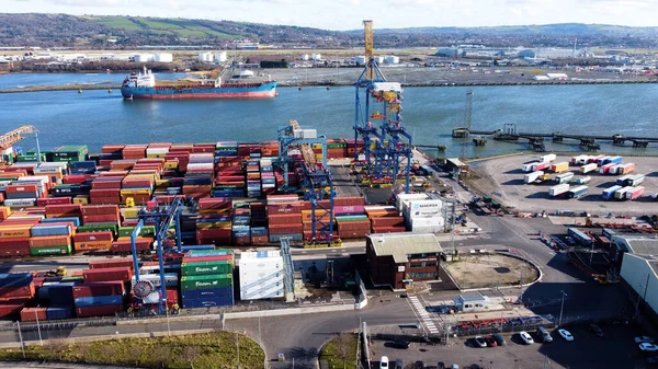 Belfast Docks Harbour Cranes City Antrim Northern Ireland — Stock Photo, Image