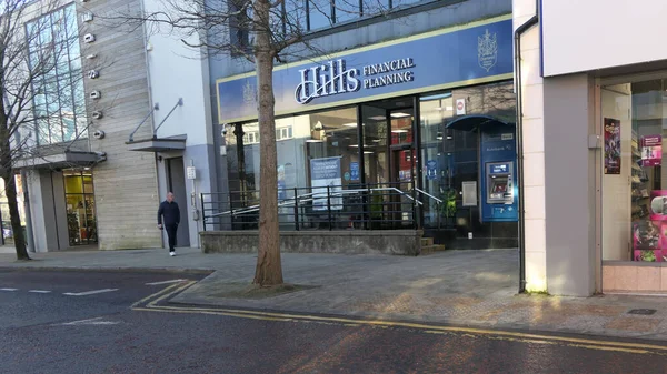 Hills Financial Planning Sign Larne Antrim Irlanda Del Norte — Foto de Stock