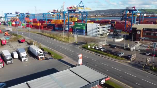 Belfast Docks Harbour Cranes City Antrim Northern Ireland — Video