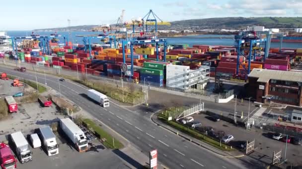 Belfast Docks Harbour Cranes City Antrim Βόρεια Ιρλανδία — Αρχείο Βίντεο