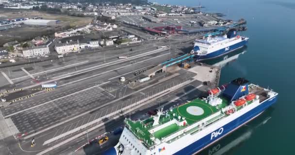 Car Ferry European Causeway Und Highlander Verhaftet Larne Cairnryan Schottland — Stockvideo