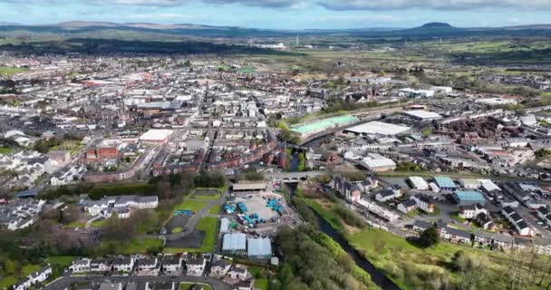 Name Luftbild Von Ballymena Industrie Und Wohngebiete Patricks Slemish Mountain — Stockvideo