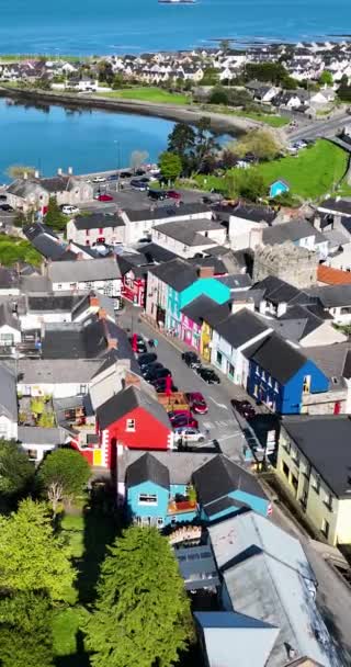 Vertical Aerial Video Carlingford Village County Louth Ireland — стокове відео