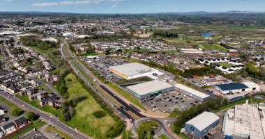 Tesco Superstore 'un Ballymena County Antrim Kuzey İrlanda' daki hava fotoğrafı