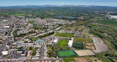 Ballymena United Football Showground County Antrim North Ireland 'ın hava fotoğrafı.