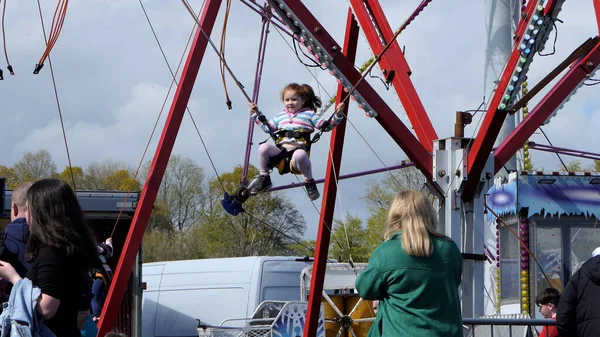 Children Enjoying Fun Fairground Amusements Shanes Castle May Day Steam — Fotografia de Stock