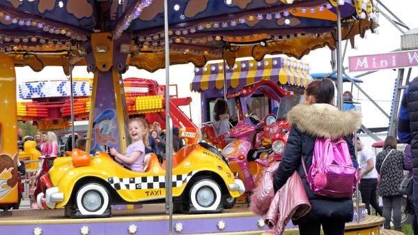 Children Enjoying Fun Fairground Amusements Shanes Castle May Day Steam — Foto de Stock