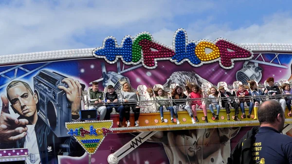 Children Enjoying Fun Fairground Amusements Shanes Castle May Day Steam — 图库照片