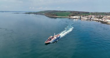 Aerial photo of The Portaferry Strangford Ferry Strangford Lough Co Down Northern Ireland 08-08-22