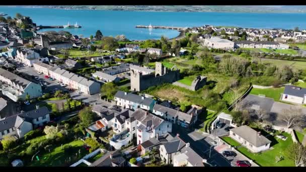 Aerial Video Carlingford Priory Carlingford County Louth Ireland — Stockvideo