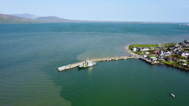 Aerial Video Carlingford Ferry Lough County Louth Irish Sea Ireland — Vídeos de Stock