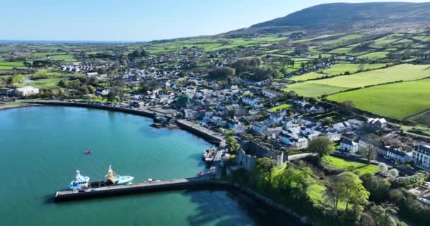 Aerial Video Carlingford Village County Louth Ireland — Video